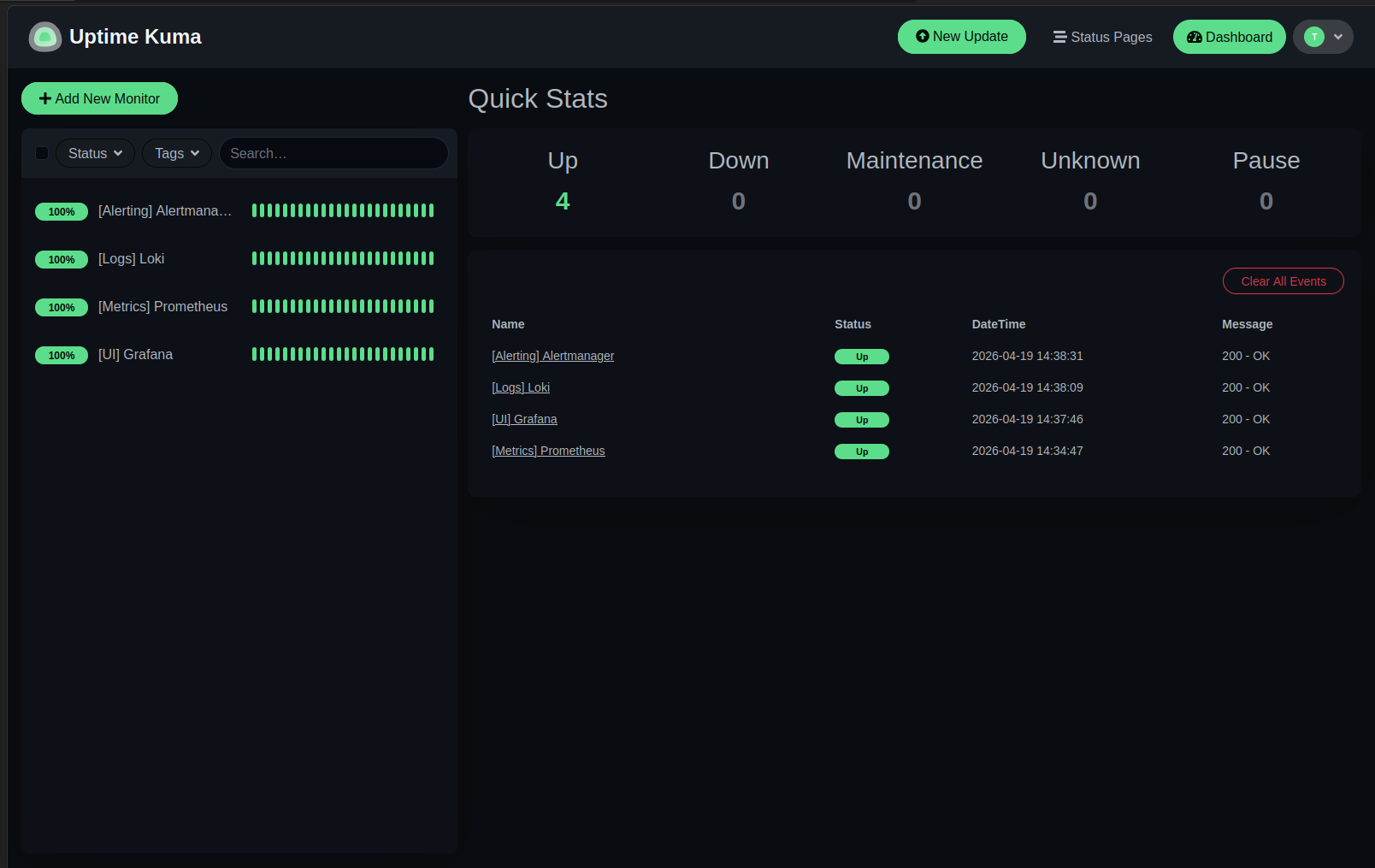 Uptime Kuma Dashboard